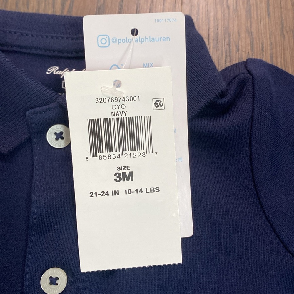 NWT Ralph Lauren Navy Baby Boy Cotton Polo Coverall 3 month - Picture 6 of 10